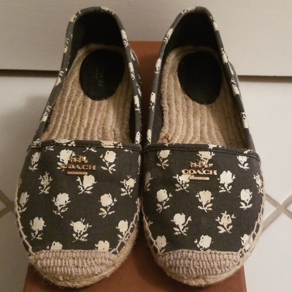 COACH Black Size 8.5 Rhodelle Calico Canvas Shoes